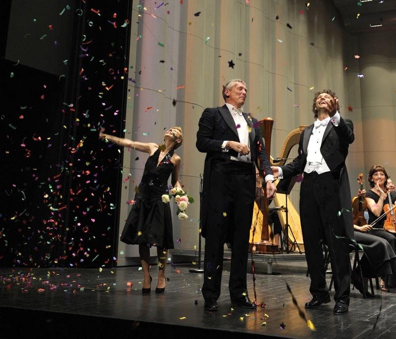 Montpellier1.JPG - Montpellier, 31. Juli 2008, Photo: Natalie Dessay, Michaël Schœnwandt et Jonas Kaufmann© Luc Jennepin